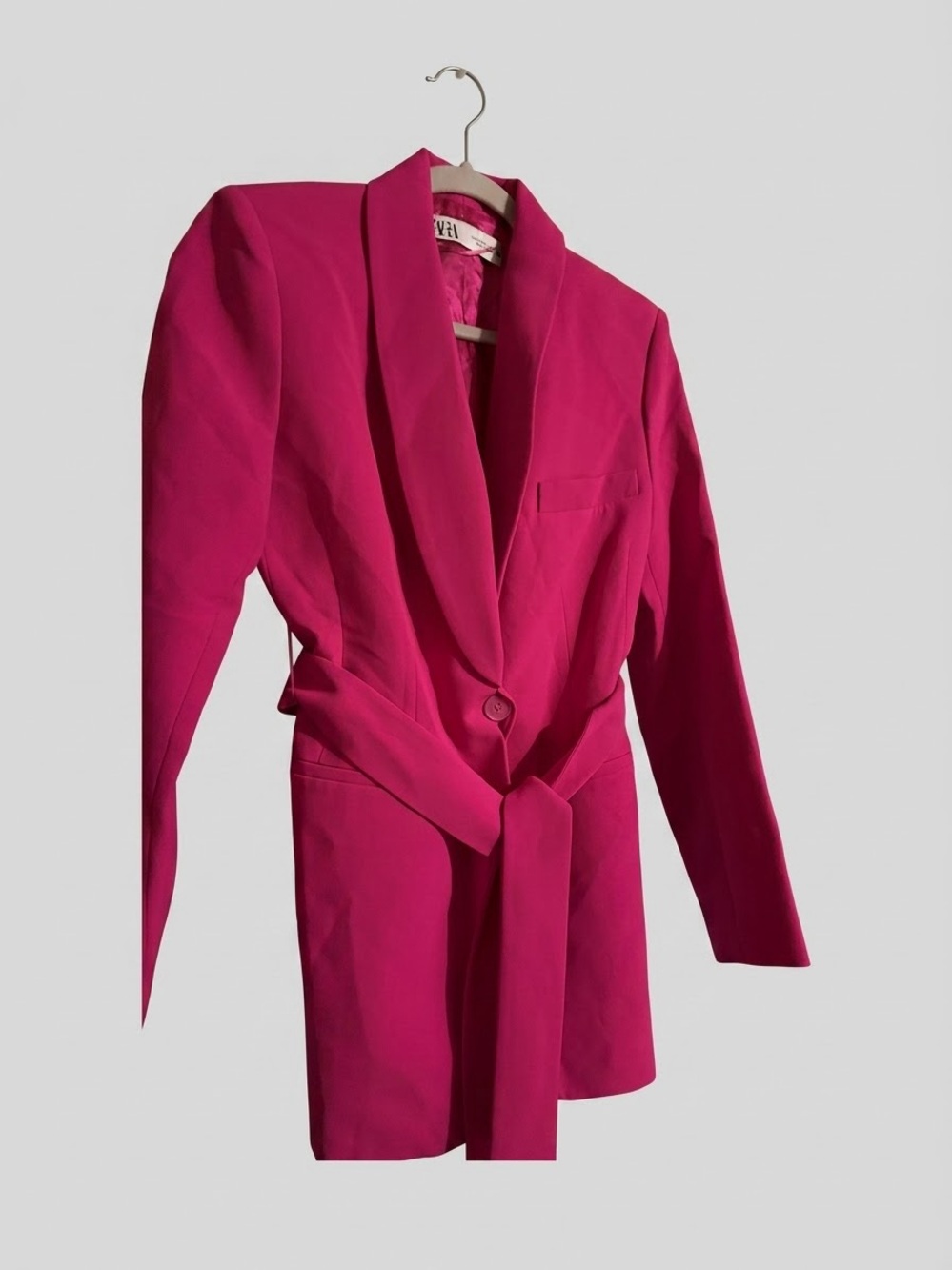 Zara Fuchsia Shawl Collar Belted Blazer